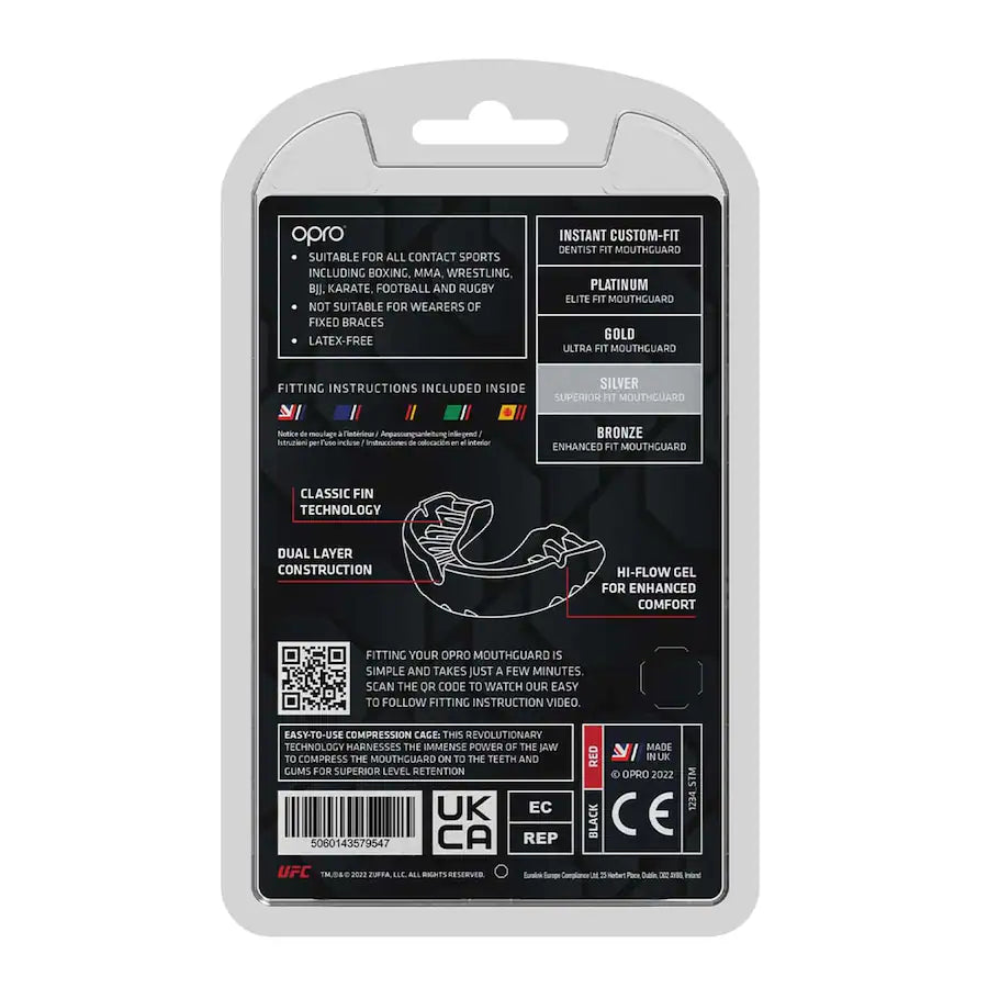 OPRO UFC SORT/RØD (silver) TANDBESKYTTER