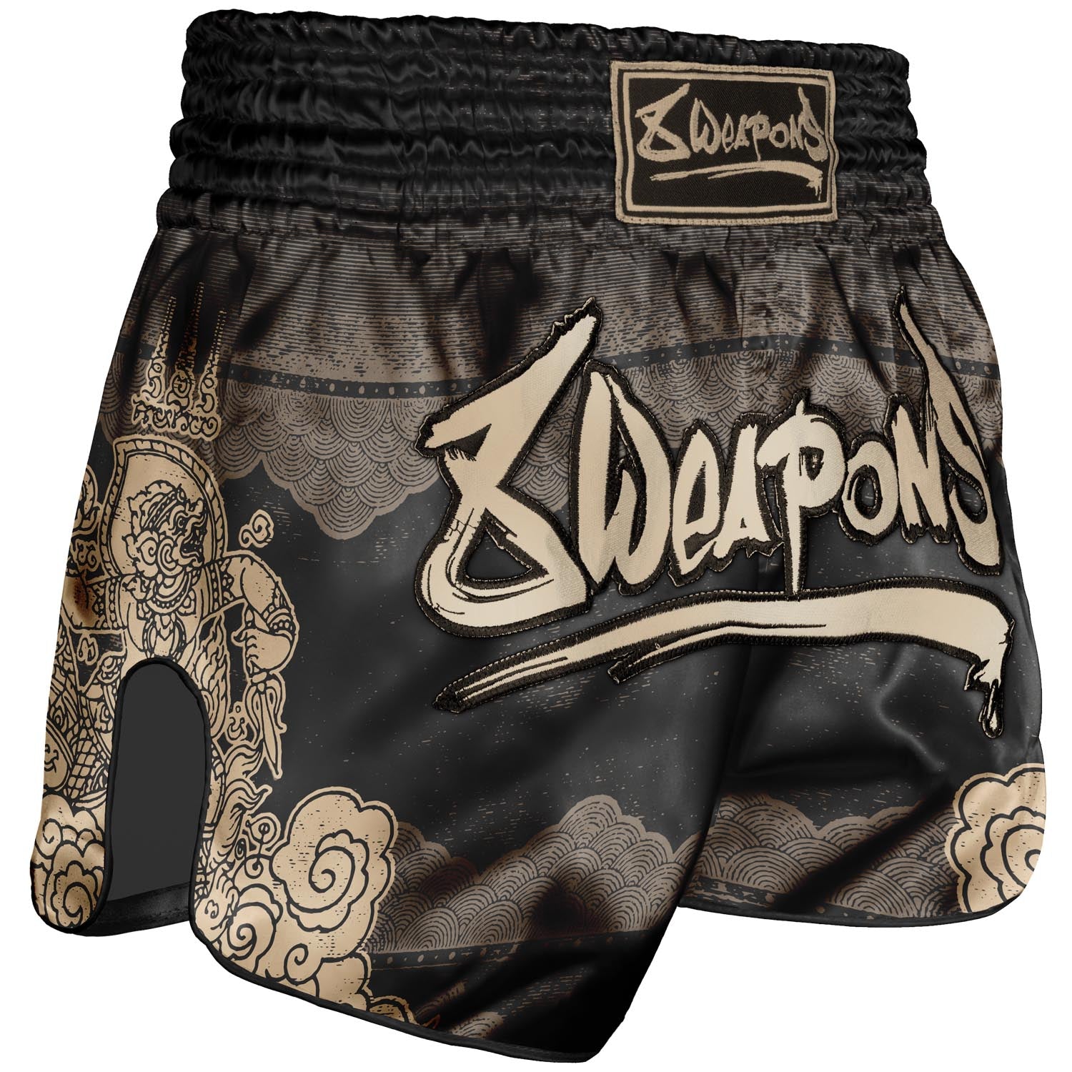 8 WEAPONS SORT/GULD MUAY THAI SHORTS