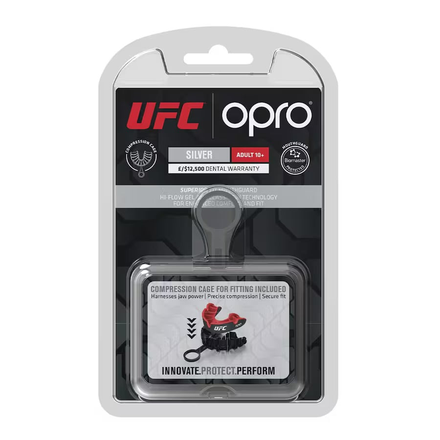 OPRO UFC SORT/RØD (silver) TANDBESKYTTER