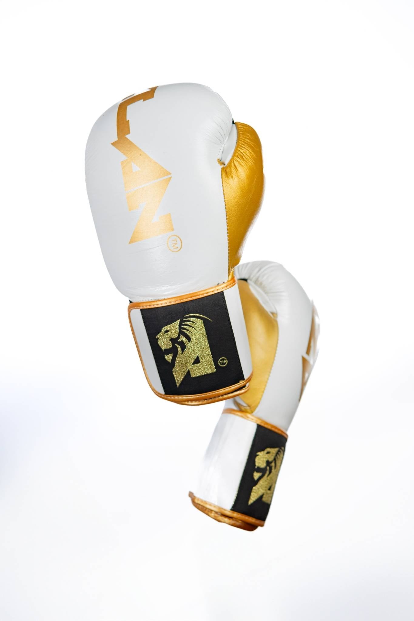 AZLAN BOKSEHANDSKER "WARRIOR" HVID/GULD