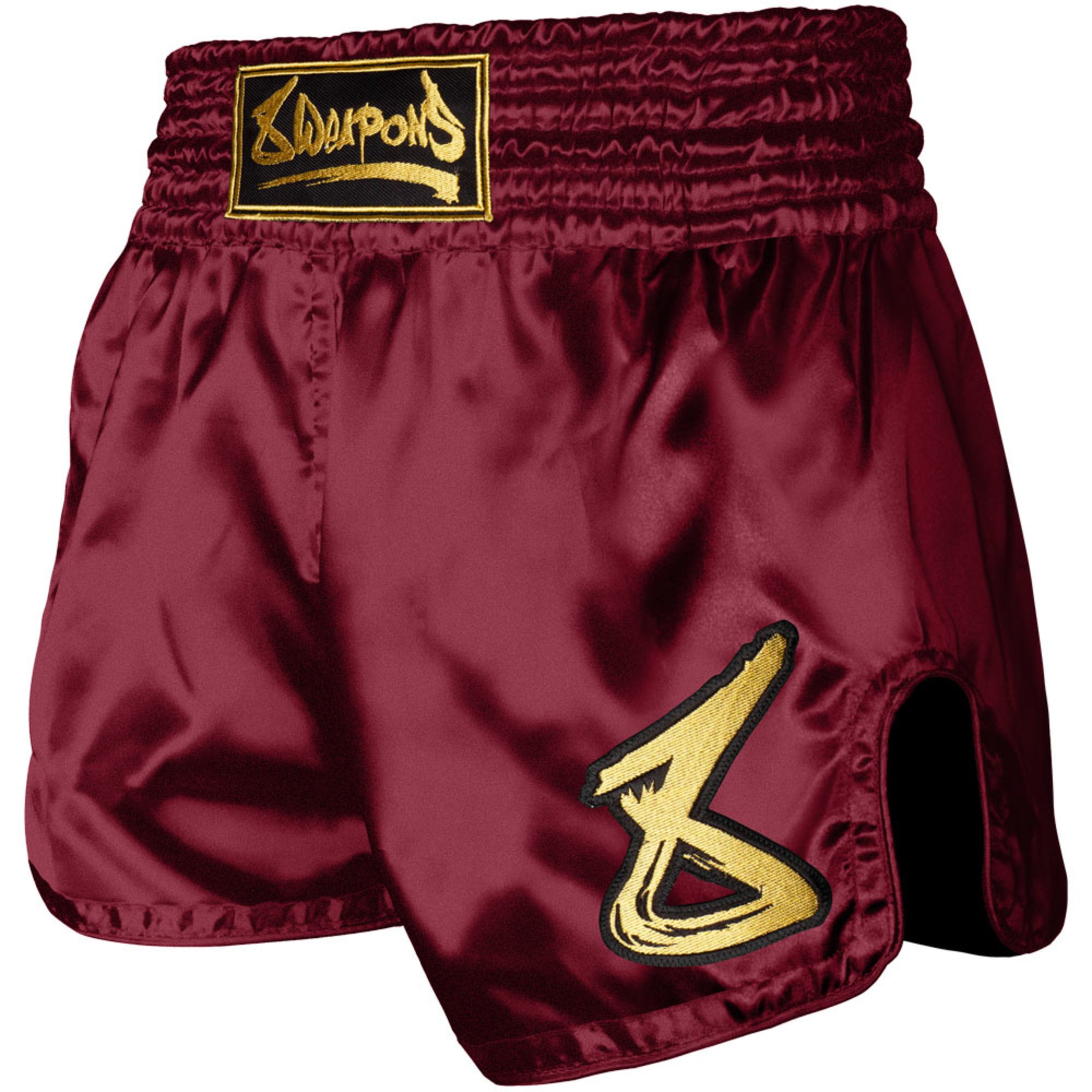 8 WEAPONS Strike Muay Thai Kickboxing Shorts Red Gold