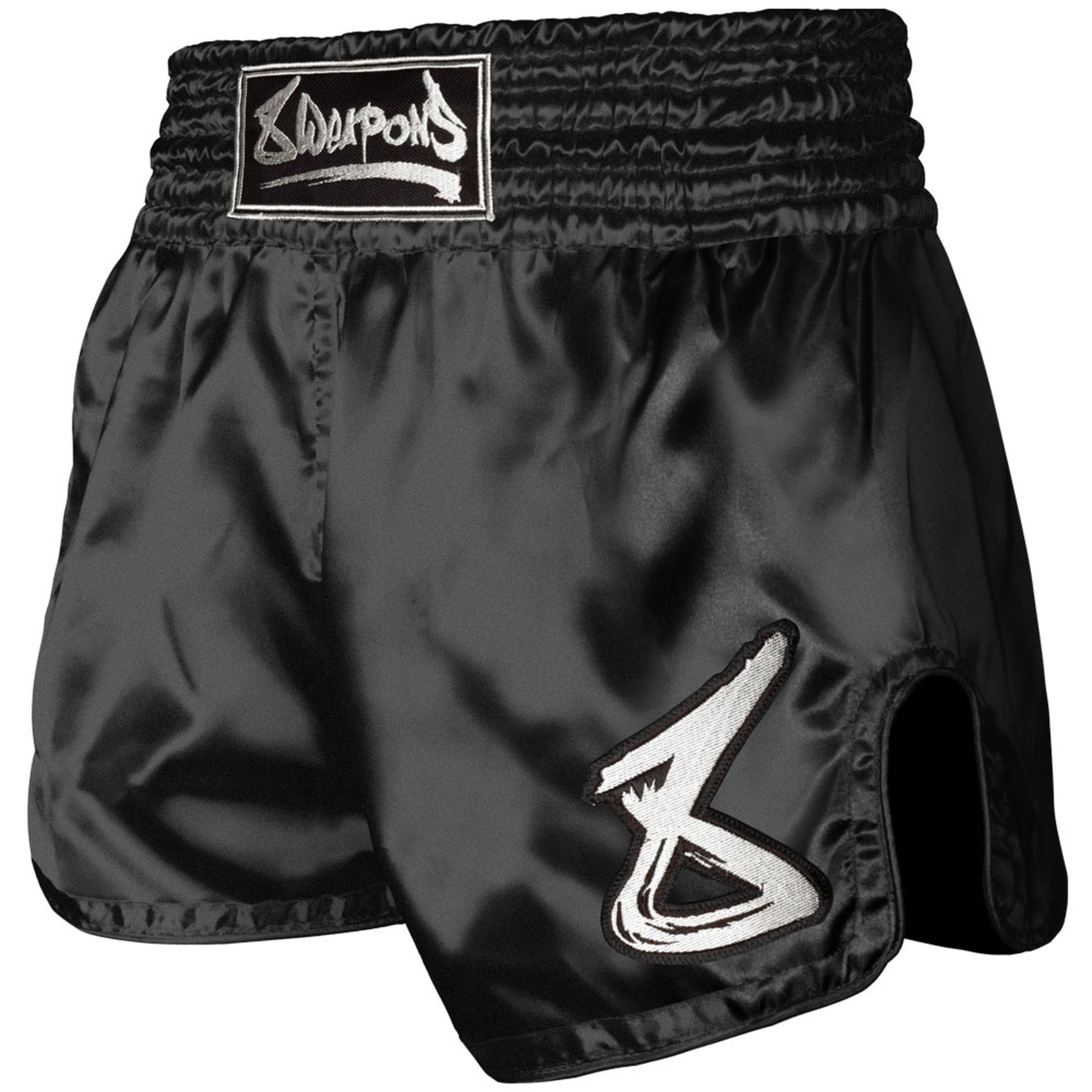 8 WEAPONS Strike Muay Thai Kickboxing Shorts Black White