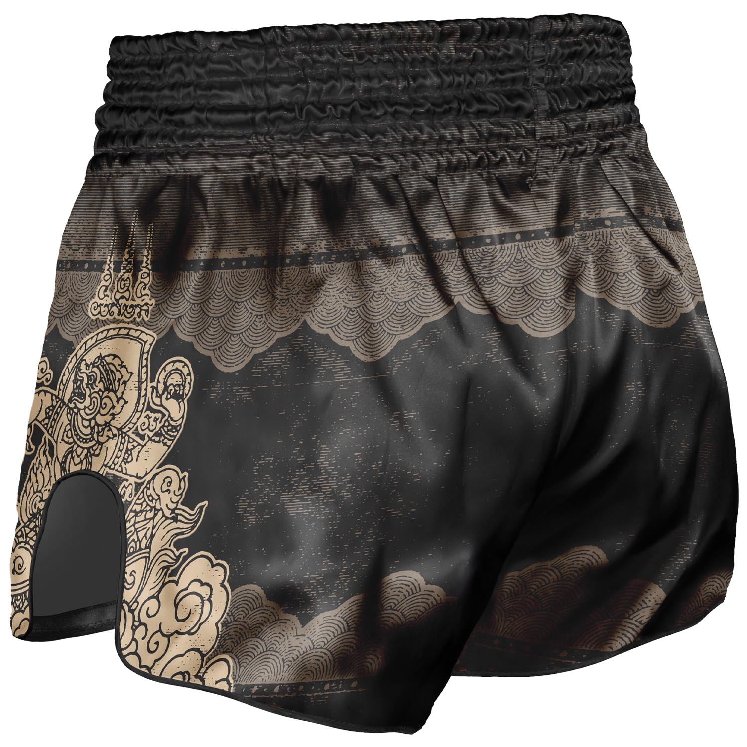 8 WEAPONS SORT/GULD MUAY THAI SHORTS